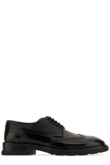 LEATHER & RAFFIA BROQUE DETAIL SHOES