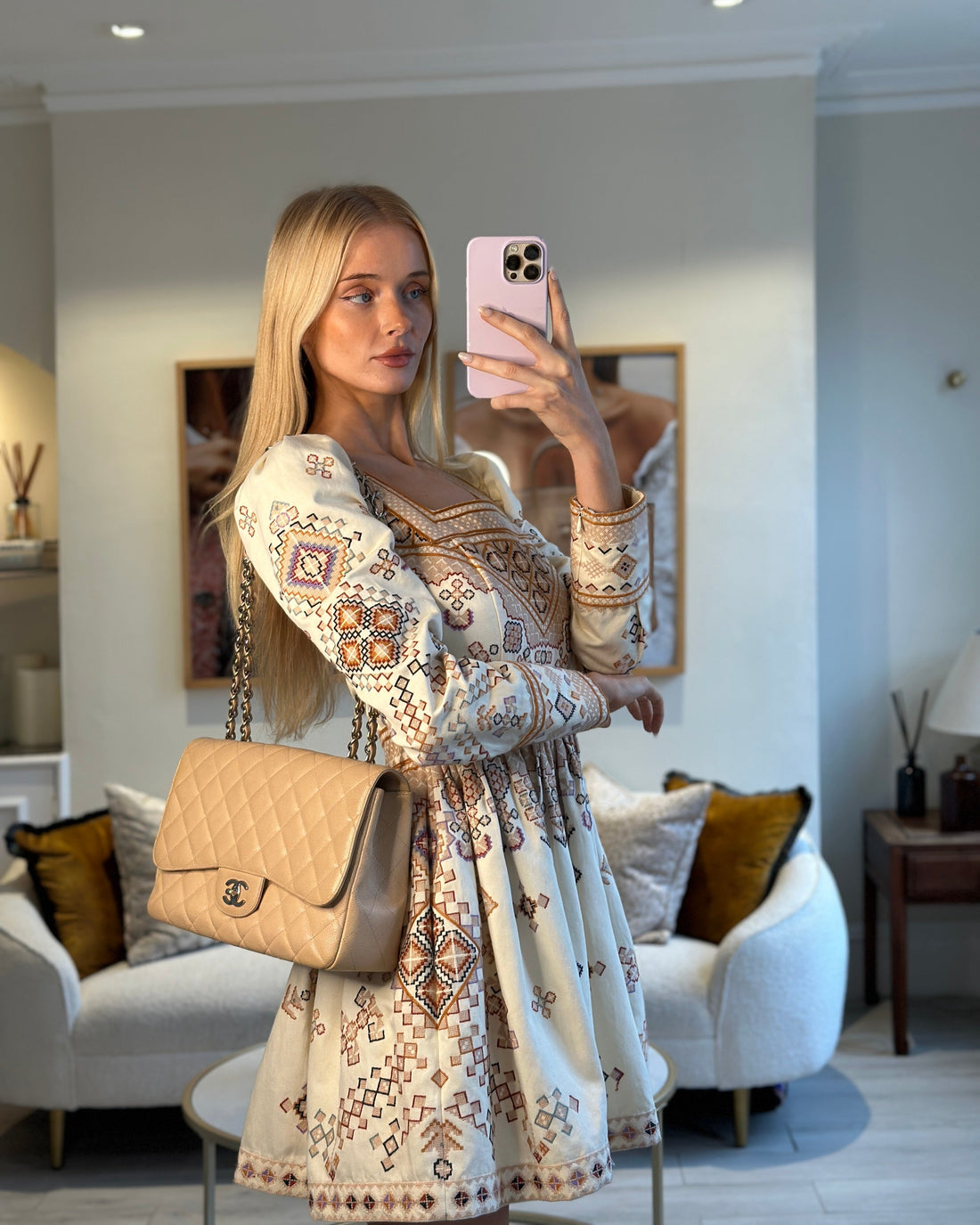 Pearl Street Bags Chanel Beige Jumbo Classic Single Flap Bag in Caviar Leather with Silver Hardware