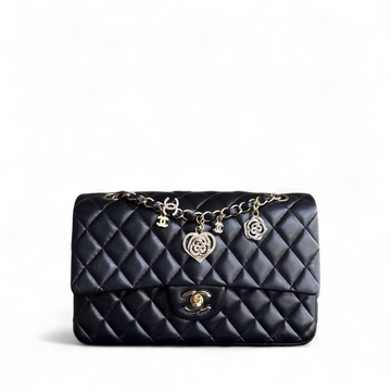 Chanel Classic Flap Seasonal - Valentines Special Edition 25CM Quilted Lambskin Black Gold Hardware Series 19