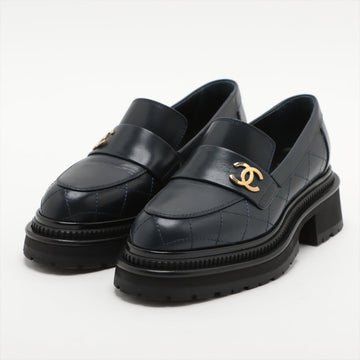 Chanel Co.no mark 23A Leather  35C  Navy G45074 Matrasse Thick Bottom