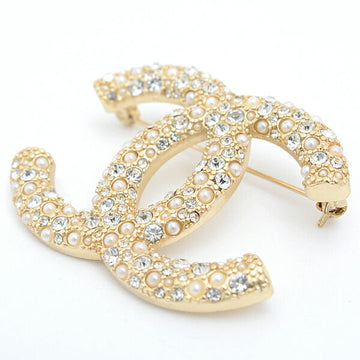 Chanel Coco no mark Rhinestone Brooch Gold Plated