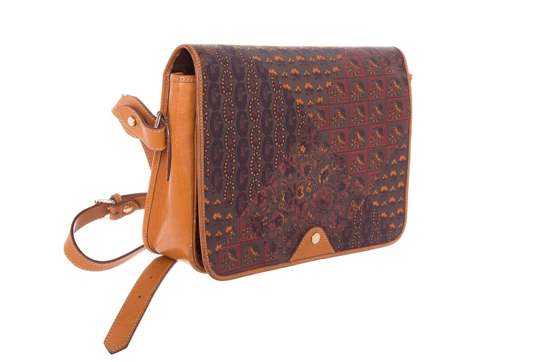 Escada  Brown & Paisley Messenger Shoulder Bag
