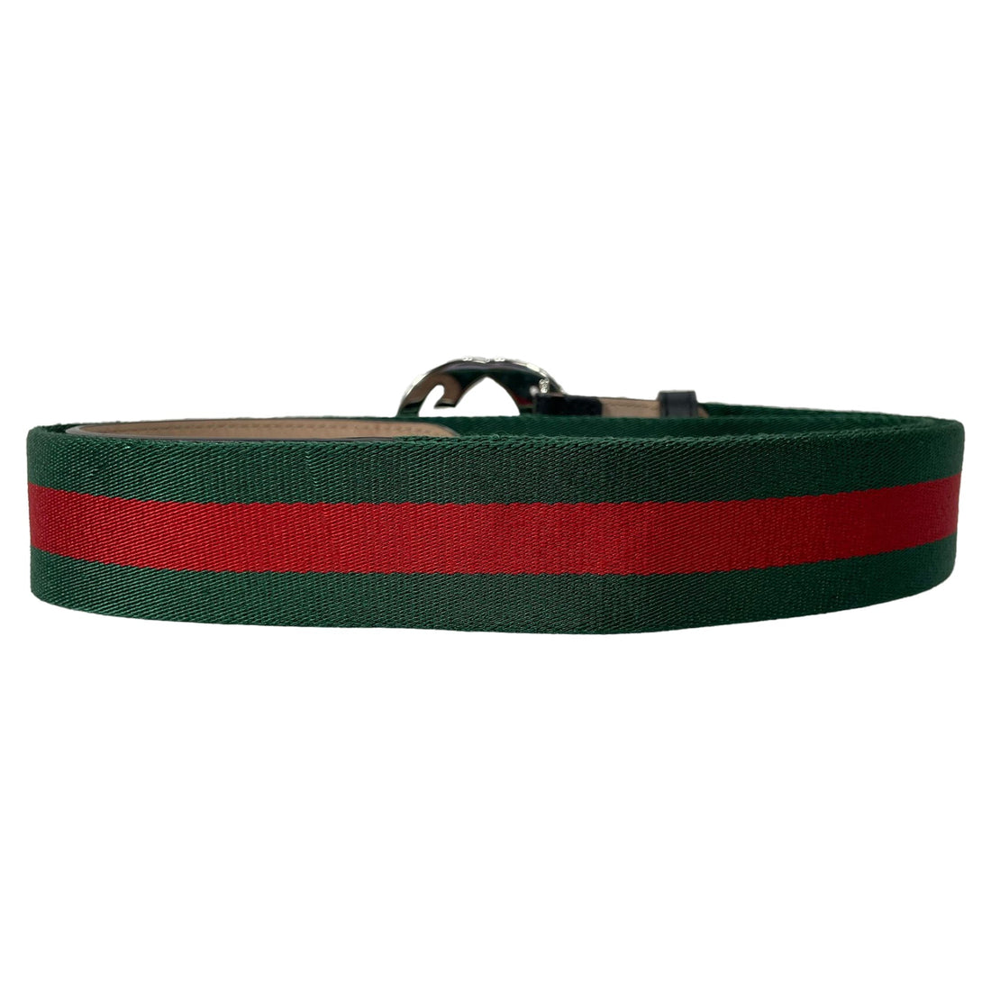 Gucci Web Interlocking G Buckle Belt in Green Canvas