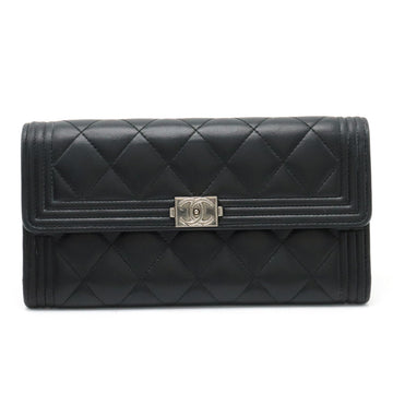 Chanel  Chanel BOY  Chanel MATRASSES COCOno mark 2 Foldable Wallet 2 Foldable Wallet Leather Black Black Silver Gold  A80286