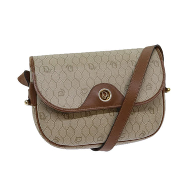 CHRISTIAN Pearl Street Bags Dior Honeycomb Canvas Shoulder Bag PVC Leather Beige Auth 77935