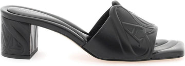 EMBOSSED LOGO LEATHER MULES