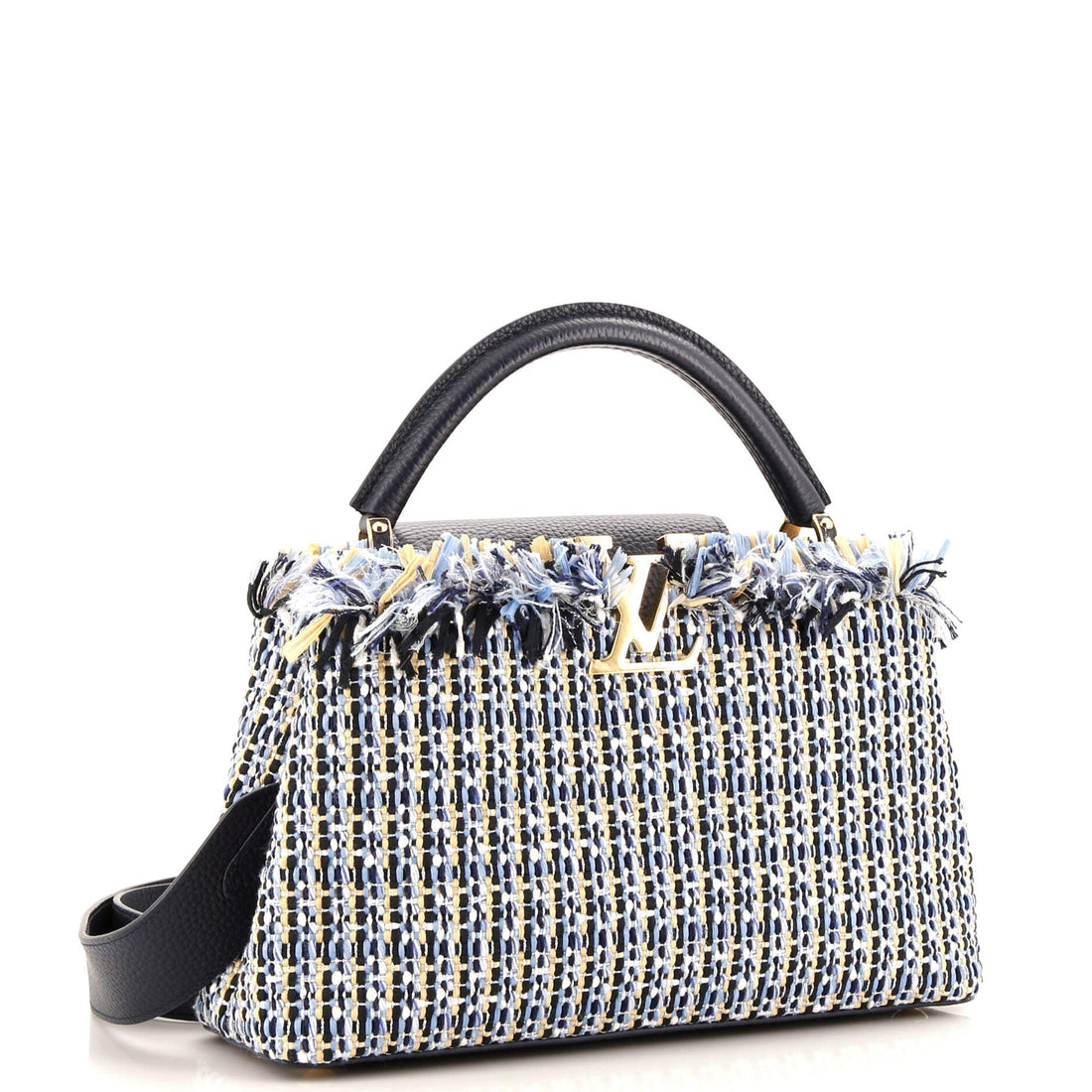 Capucines Bag Woven Raffia, Cotton Ribbon, and Silvery Threads MM