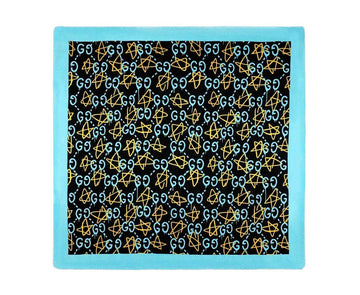 Gucci Women's Ghost blue yellow GG Star Modal Silk Scarf Shawl