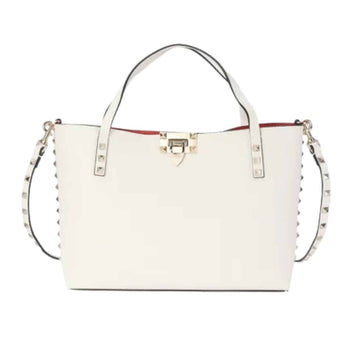 VO GARAVANI ROCKSTUD SMALL TOTE BAG WHITE 28CM