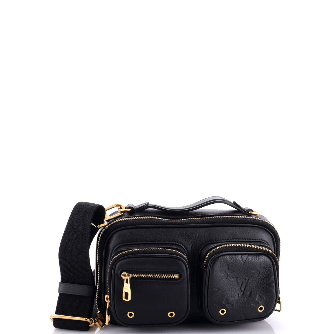 Utility Crossbody Bag Leather with Embossed Monogram Detail