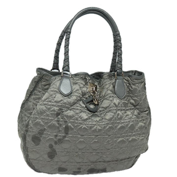 CHRISTIAN Pearl Street Bags Dior Lady Pearl Street Bags Dior Canage Hand Bag Nylon Gray Auth 79635