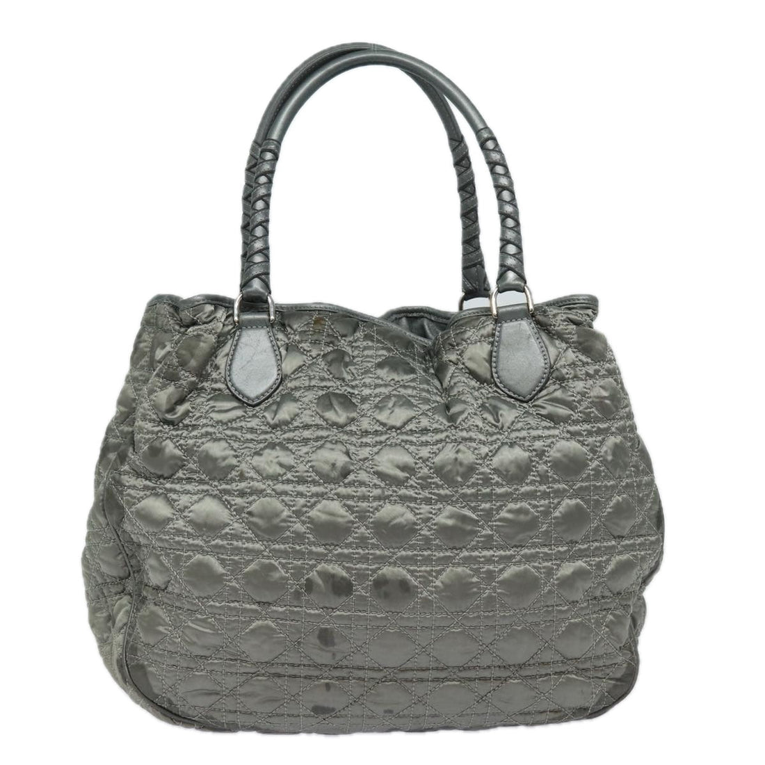 CHRISTIAN Pearl Street Bags Dior Lady Pearl Street Bags Dior Canage Hand Bag Nylon Gray Auth 79635