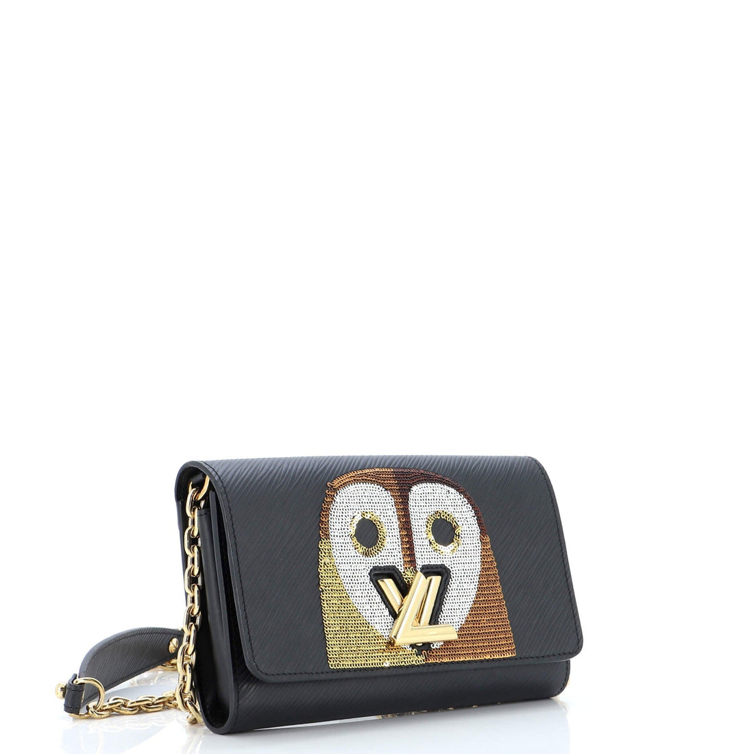 Twist Chain Wallet Epi Leather with Sequins