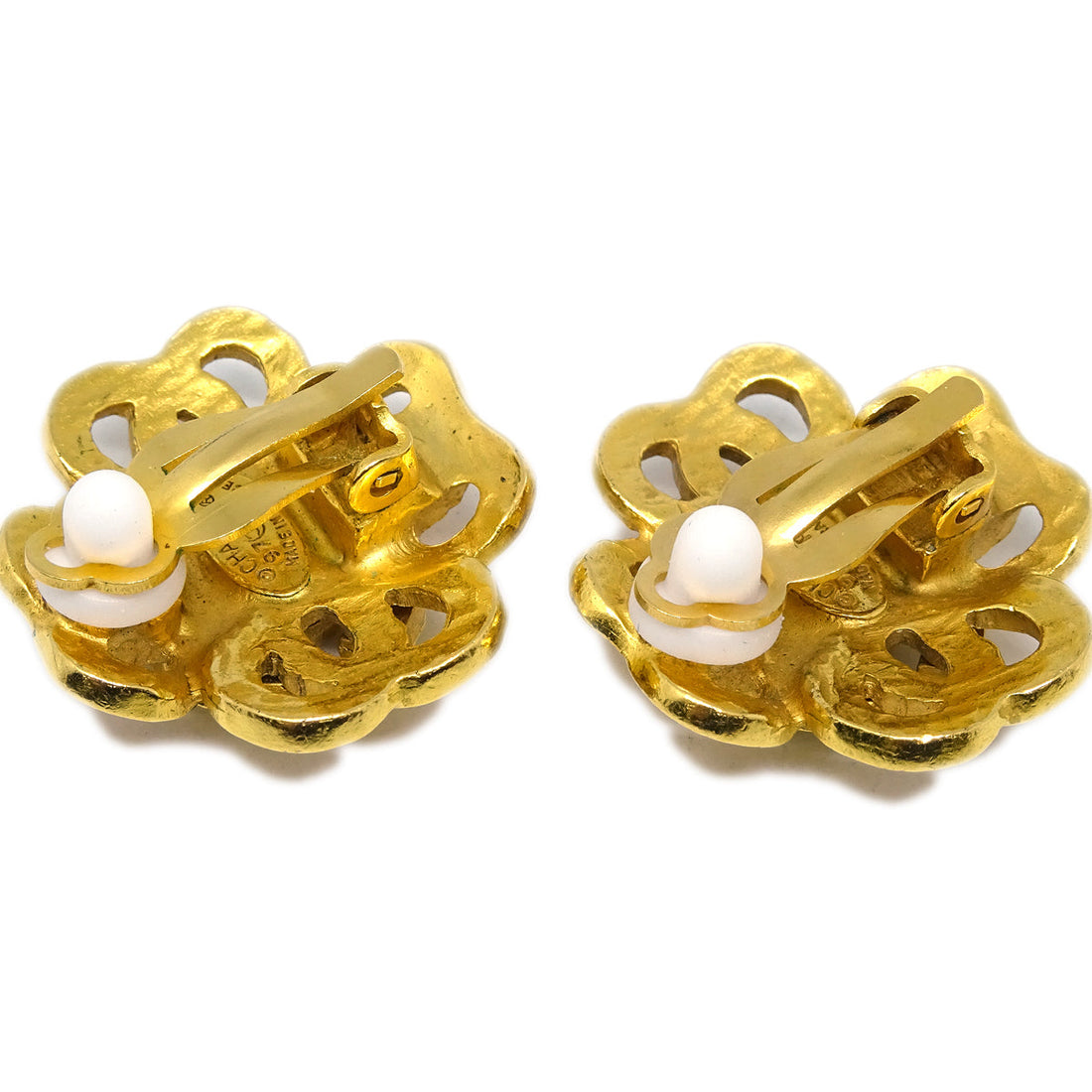 Chanel Flower Earrings Clip-On Gold 97P