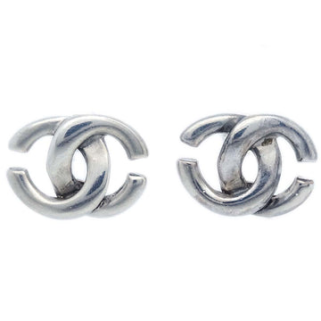 Chanel CC Piercing Earrings Silver 01A