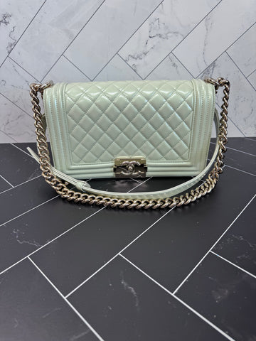 Chanel Mint New 1:1 Rep Leather Medium Boy Bag