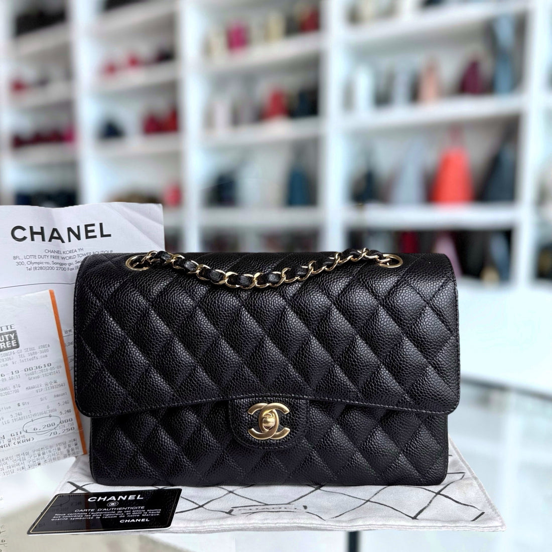 Chanel Classic Flap Medium - Togo/epsom/caviar/clemence/callfskin/cowhide/lambskin 25CM Quilted Black Gold Hardware Series 27