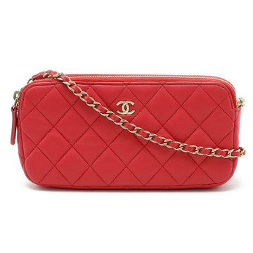 Chanel  Chanel MATRASS W Zip Chain Wallet Chain Holder 2WAY  Leather Pink Cradle Gold  A82527
