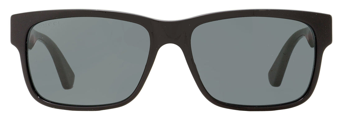 Gucci Men's Rectangular Sunglasses GG0340S 006 Black/Green/Red 58mm