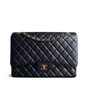 Chanel Classic Flap Maxi - Togo/epsom/caviar/clemence/callfskin/cowhide/lambskin 33CM Quilted Black Gold Hardware Series 13