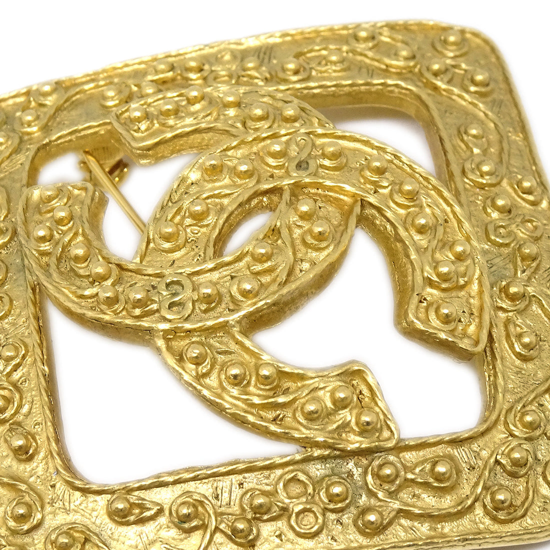 Chanel Rhombus Brooch Pin Gold 94A