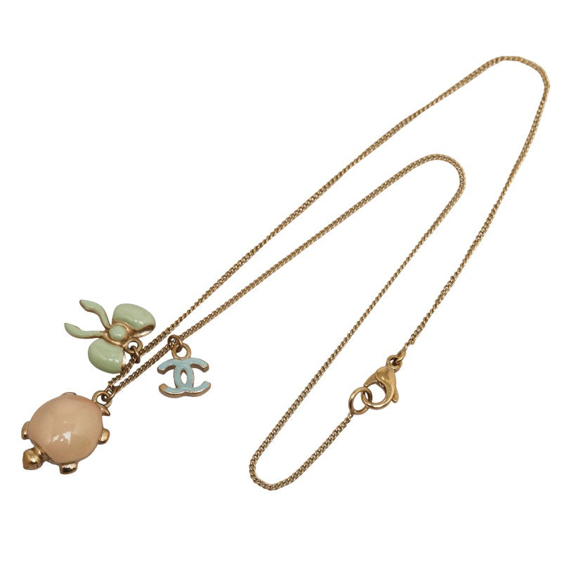 Chanel Cocono mark Ribbon Turtle Turtle Motif  Gold Multicolor Mecca  CHANEL