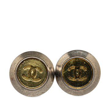 Chanel Coco Stud Earrings Silver G Metal