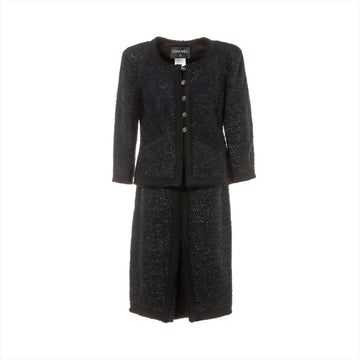 Chanel Coconut Button P36 Wool x Nylon Setup 36/38  Black Twid