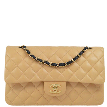 Chanel Black Lambskin Medium Classic Double Flap Shoulder Bag