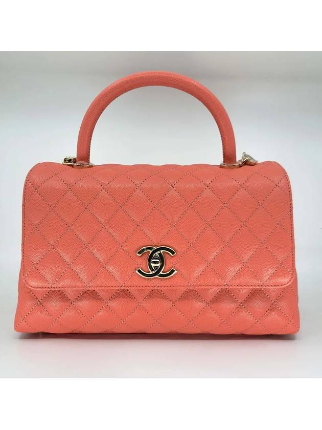 Coco Handle Medium Flap Tote Bag Light Pink Gold Chanel