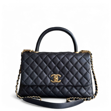 Chanel Coco Handle Medium - Togo/epsom/caviar/clemence/callfskin/cowhide/lambskin 29CM Quilted Black Gold Hardware Series 23