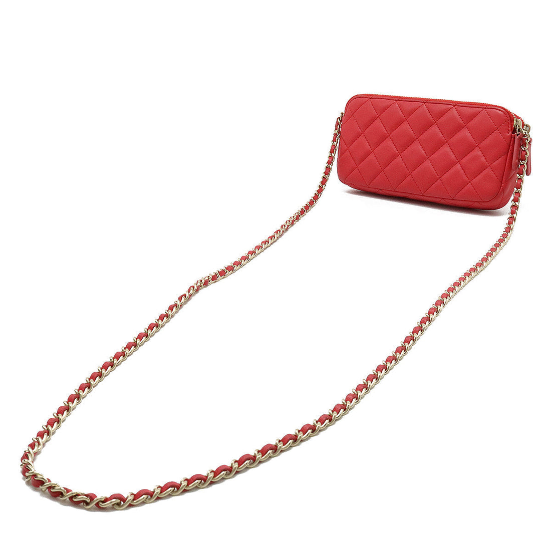 Chanel  Chanel MATRASS W Zip Chain Wallet Chain Holder 2WAY  Leather Pink Cradle Gold  A82527