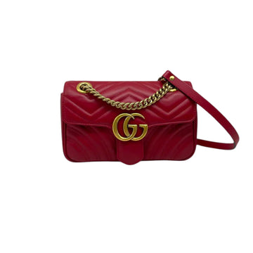 Gucci GG Marmont Mini CalBNkin Matelasse Red GHW