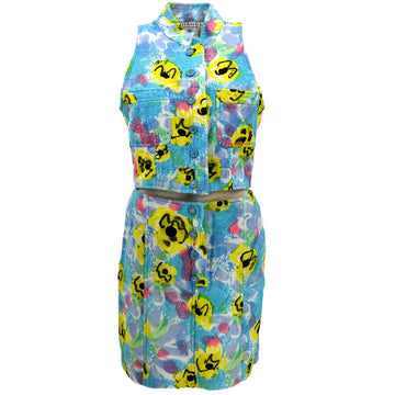 Chanel Setup Sleeveless Vest Jacket Skirt Blue 97P #40