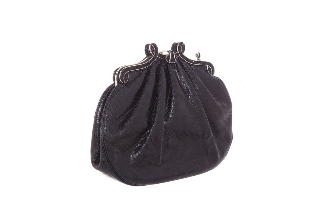 Judith Leiber  Black Snake & Crystal  Clutch