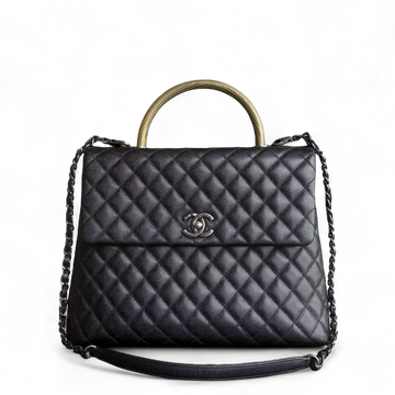 Chanel Coco Handle Large - Togo/epsom/caviar/clemence/callfskin/cowhide/lambskin 34CM Quilted Black Ruthenium Silver Hardware Series 23