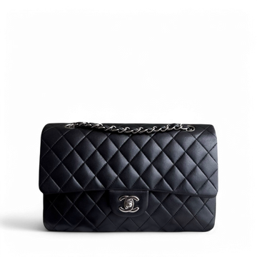 Chanel Classic Flap Medium - 25CM Quilted Lambskin Black Silver Hardware Series 13