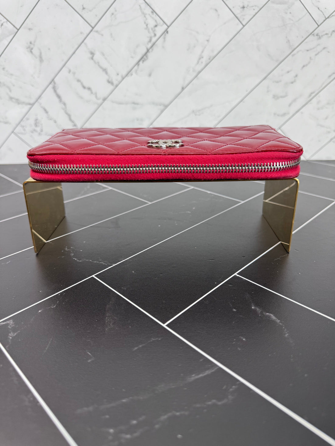 Chanel Fuchsia New 1:1 Rep Leather Quilted Zippy Wallet