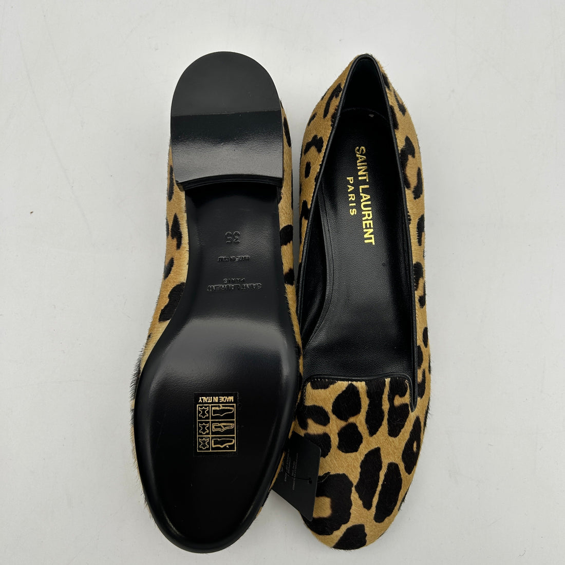 Saint Laurent Paris Brown Leopard Print Calf Hair Tribtoo Platform Pumps US Women`s Size 4 24080809