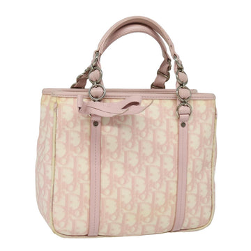 CHRISTIAN Pearl Street Bags Dior Trotter Romantic Hand Bag PVC Pink Auth 82146