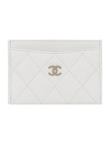 Classic Gold Hardware Grained Shiny CalBNkin Card Wallet White Chanel