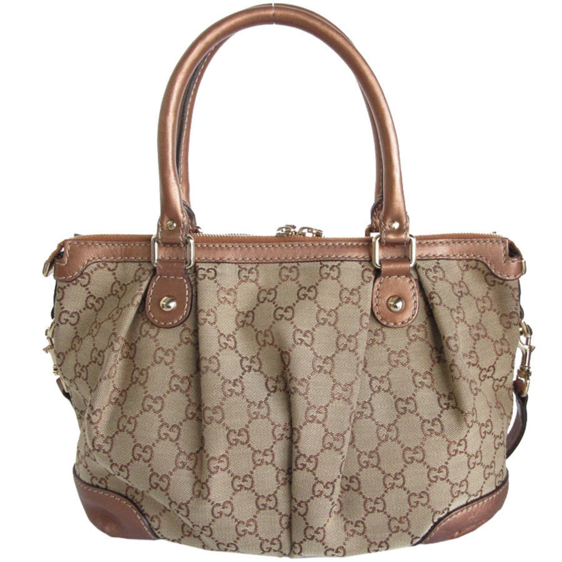 Gucci  Gg Canvas Leather Handbag Shoulder Bag ()