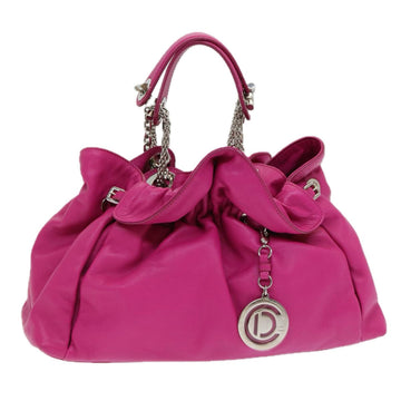 CHRISTIAN Pearl Street Bags Dior Chain Lutrant Hand Bag Leather Pink Auth 83314