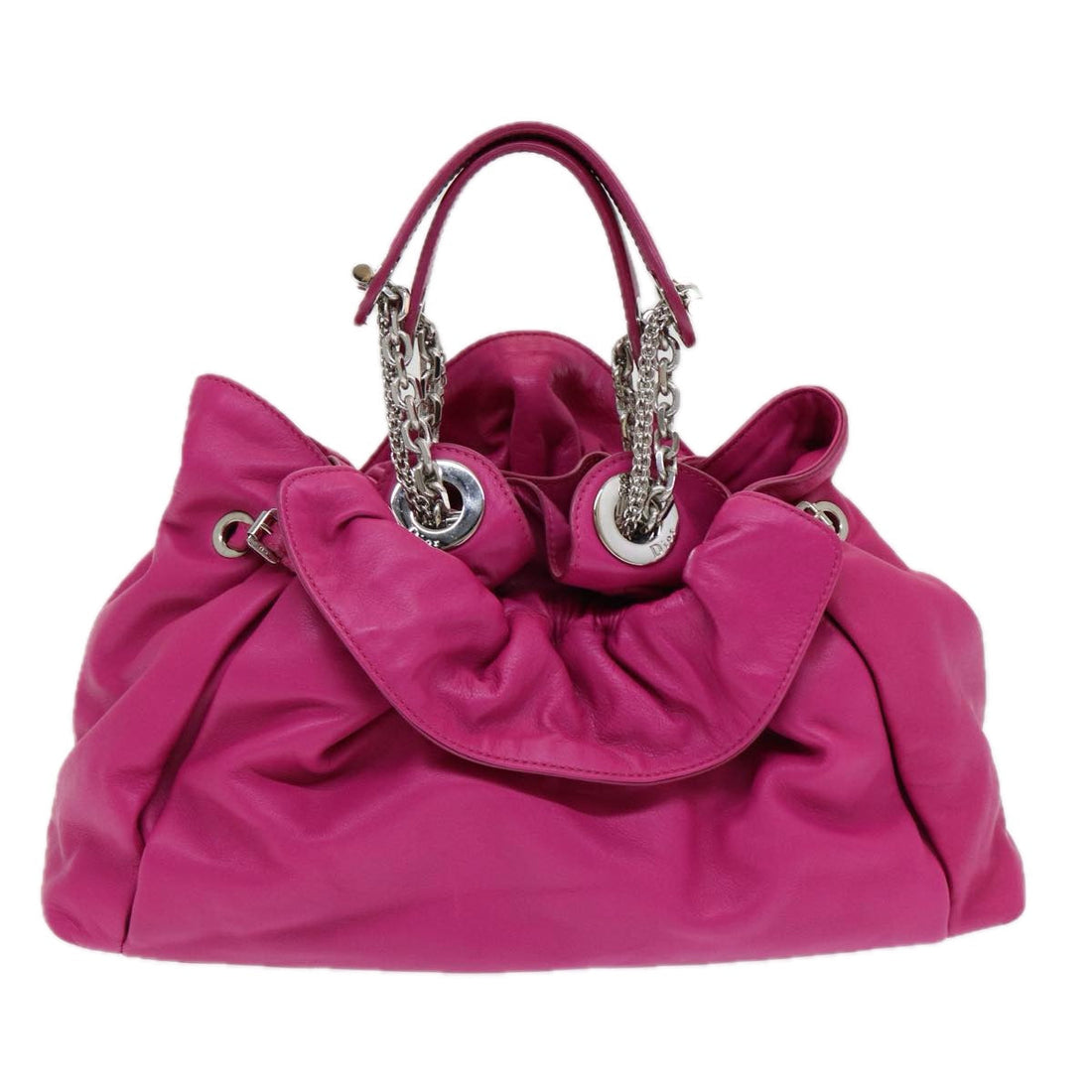 CHRISTIAN Pearl Street Bags Dior Chain Lutrant Hand Bag Leather Pink Auth 83314