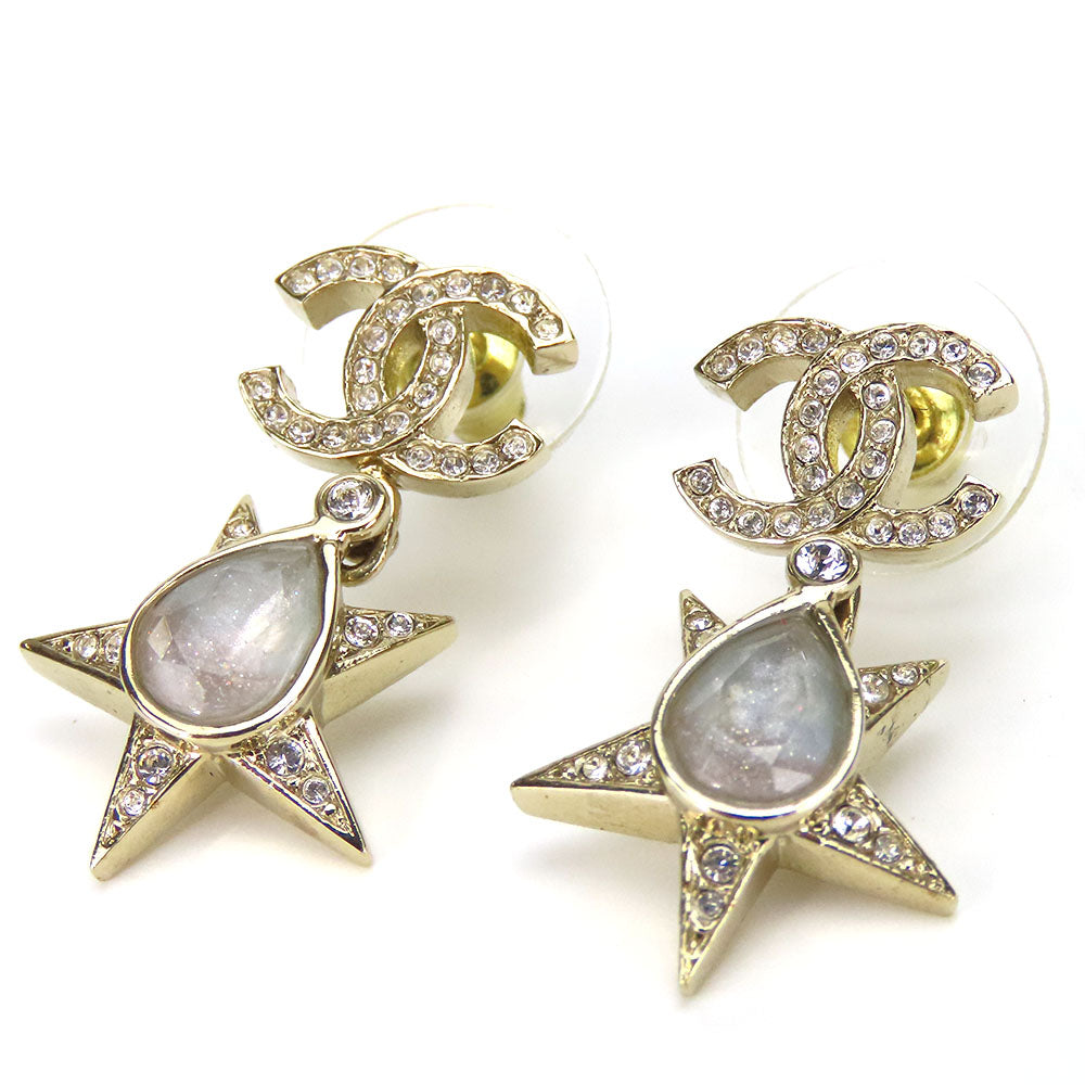 Chanel Metal Rhinestone Coco no mark Earrings