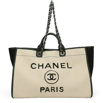 Chanel Wool Leather Tote Bag Deauville