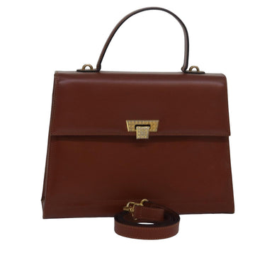 CHRISTIAN Pearl Street Bags Dior Hand Bag Leather 2way Brown Auth 83574