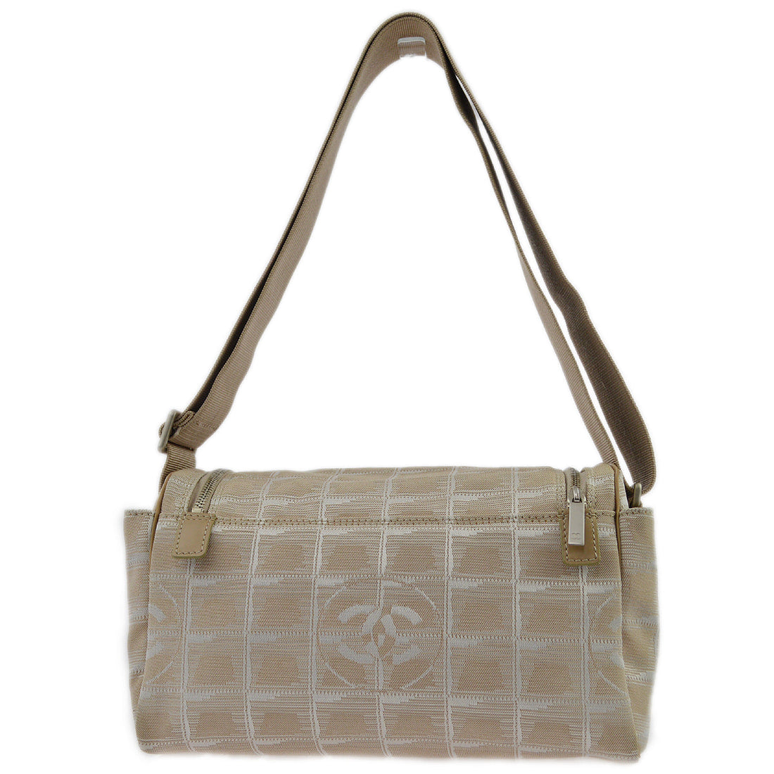 Top Quality Chanel Beige Jacquard Nylon Travel Line Shoulder Bag
