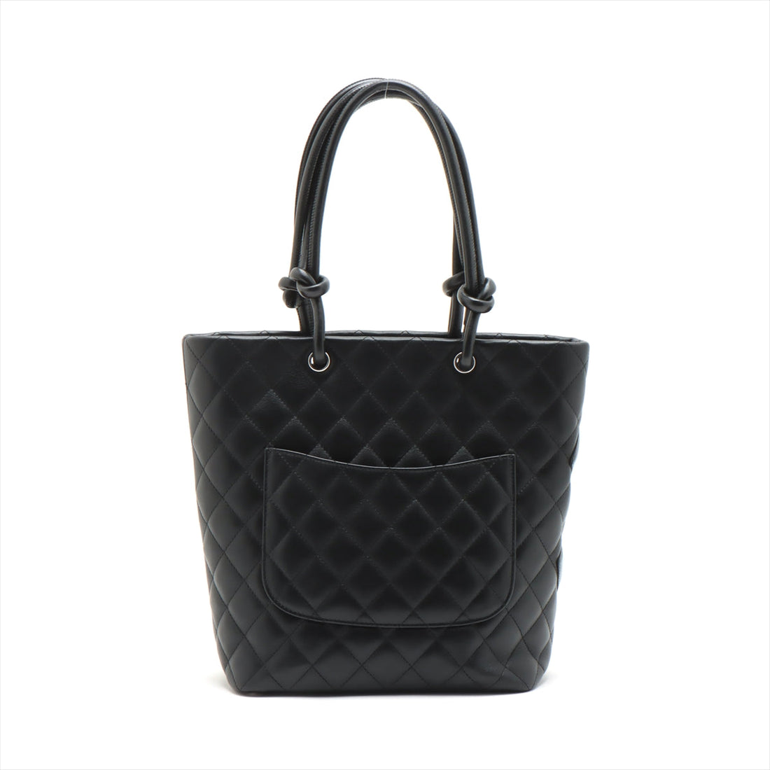 Chanel Combon Line  Leather   Handbag Black Silver G