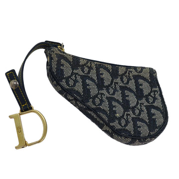 CHRISTIAN Pearl Street Bags Dior Trotter Canvas SaddleCoin Purse Coin Purse Blue Auth 84076